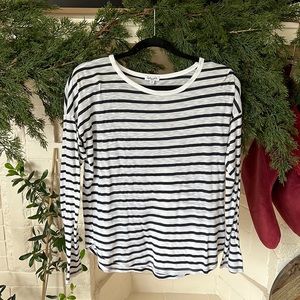 Splendid Navy and White Striped Long Sleeve Shirt